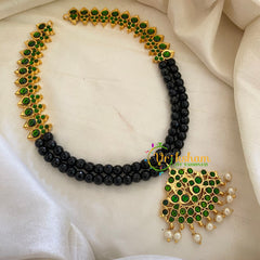 Traditional Kemp Bead Neckpiece- Black Green-G7169
