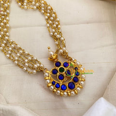Chandran Pendant Pearl Style Short Neckpiece -Blue-G7192