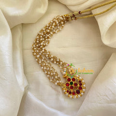 Chandran Pendant Pearl Style Short Neckpiece - Red-G7190