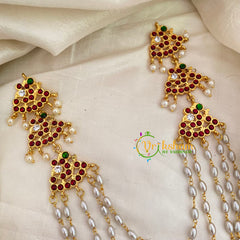 5 Layer Pearl Mogappu Style Kemp Haram -G7159