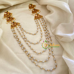 5 Layer Pearl Mogappu Style Kemp Haram -G7159