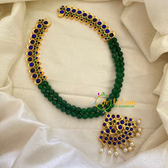 Traditional Kemp Bead Neckpiece- Green Blue -G7170