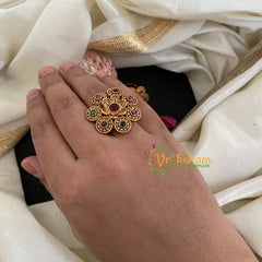 Antique Gold Look Alike Finger Ring -Floral  1-G3066