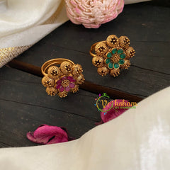 Premium Matt Gold Finger Ring- Floral 2-G3068