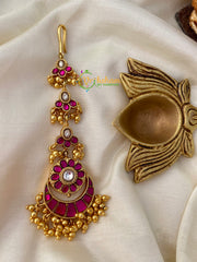 Precious Jadau Kundan Maang Tikka-PINK -J158