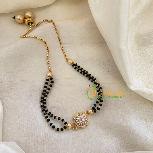 Black Bead Bracelet -Mangalsutra Bracelet- Floral-G7206