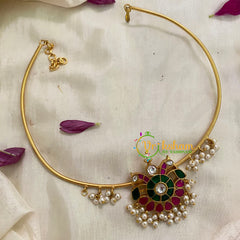Exquisite Jadau Kundan Hasli Choker -Peacock-J950