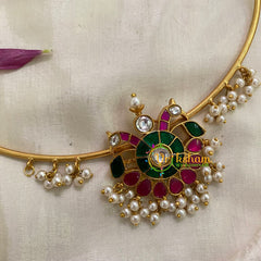 Exquisite Jadau Kundan Hasli Choker -Peacock-J950