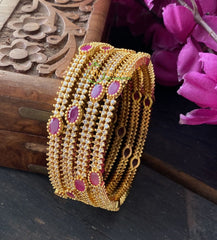 Ad Stone Bangle -White and Pink -G2312