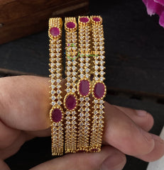 Ad Stone Bangle -White and Pink -G2312