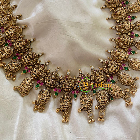 Antique Gold Lakshmi Maanga Malai -Temple Haram-G9439