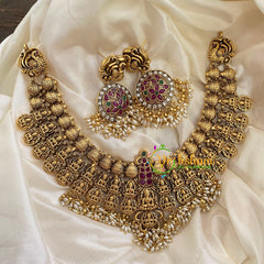 Premium Temple Lakshmi Guttapusalu Short Neckpiece -G7230