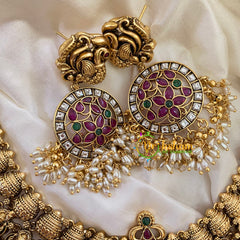 Premium Temple Lakshmi Guttapusalu Short Neckpiece -G7230