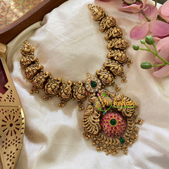 Antique Gold Peacock 1 gm gold Neckpiece-Mid Length-G9441