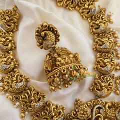 Gold Look Alike Lakshmi Pendant Short Neckpiece-G7241