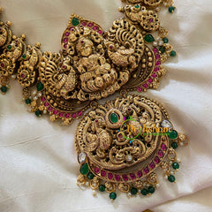 Antique Gold 1 gm gold Lakshmi Temple Haram-G9436