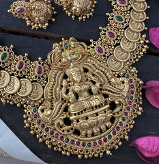 Lakshmi coin and Pendant Choker -Ghungroo -Red Green -G2252