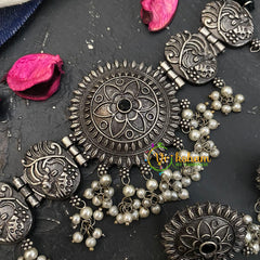 Silver High Neck Choker -Statement Neckpiece-Chakra-S367