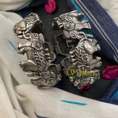 Silver Look Alike Kada Bangles-Elephant-S372