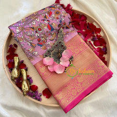 Lavender Kalamkari Saree -Semi Soft Silk Saree-VS876