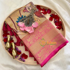 Beige Sandal Kalamkari Saree -Semi Soft Silk Saree-VS881