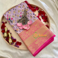 Lavender Kalamkari Saree -Semi Soft Silk Saree -VS882