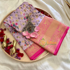 Lavender Kalamkari Saree -Semi Soft Silk Saree -VS882