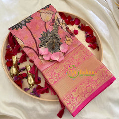 Light Pink Kalamkari Saree -Semi Soft Silk Saree-VS883