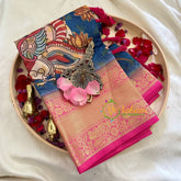 Blue Kalamkari Saree -Semi Soft Silk Saree -VS891