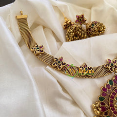 AD Stone Addigai Style Neckpiece -Gold-Red Green-G7269