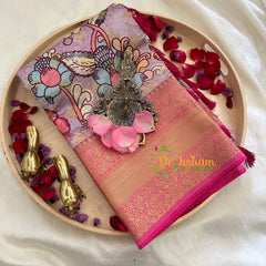 Lilac Kalamkari Saree -Semi Soft Silk Saree -VS892