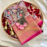 Lilac Kalamkari Saree -Semi Soft Silk Saree -VS892