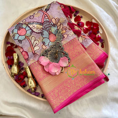 Lilac Kalamkari Saree -Semi Soft Silk Saree -VS892