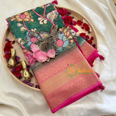 Green Kalamkari Saree -Semi Soft Silk Saree -VS893