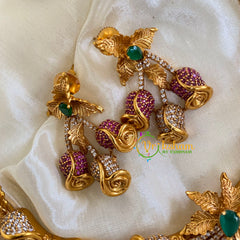 Premium AD Stone Short Neckpiece-Roses-G5934