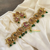 Premium Antique Peacock High Neck Choker-Green Bead-G7258