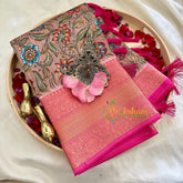 Light Brown Kalamkari Saree -Semi Soft Silk Saree -VS896