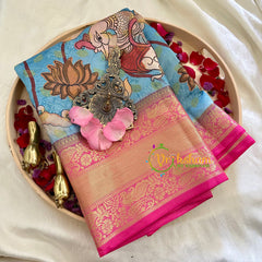 Light Blue Kalamkari Saree -Semi Soft Silk Saree -VS897