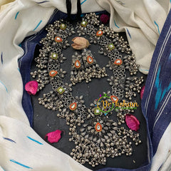 Kundan Silver look Alike Short Neckpiece-S353