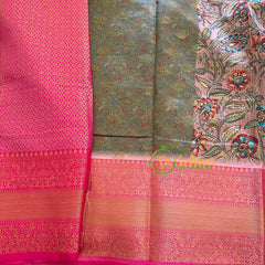 Light Brown Kalamkari Saree -Semi Soft Silk Saree -VS896