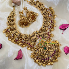 Premium Gold Look Alike Peacock Neckpiece -Ghungroo-G5937