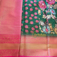 Green Kalamkari Saree -Semi Soft Silk Saree -VS893