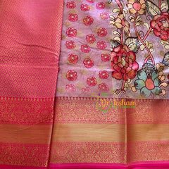 Lilac Kalamkari Saree -Semi Soft Silk Saree -VS892
