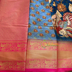 Light Blue Kalamkari Saree -Semi Soft Silk Saree -VS897