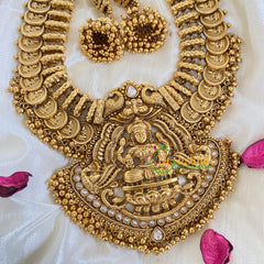 Traditional Lakshmi Pendant Coin Style Haram-White-G5938