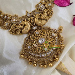 AD Stone Traditional Maanga Haram with Pendant -White -G5939