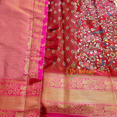 Red Kalamkari Saree -Semi Soft Silk Saree-VS884