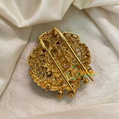 Premium Lakshmi Jada Billai -Bun Billai- Red White -Gold Bead-G8351