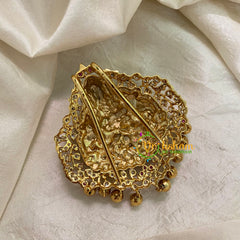 Premium Lakshmi Jada Billai -Bun Billai-Red White -Gold Bead-G8352