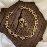 Simple AD Stone Choker Short Neckpiece-White-Floral -G9891